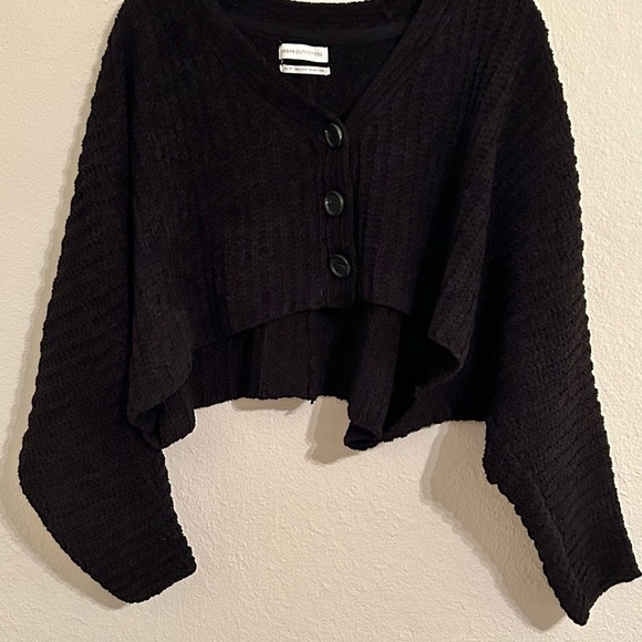 Urban Outfitters Black Cropped Button Sweater Cardigan Textured Long Sleeve XS - Picture 11 of 12